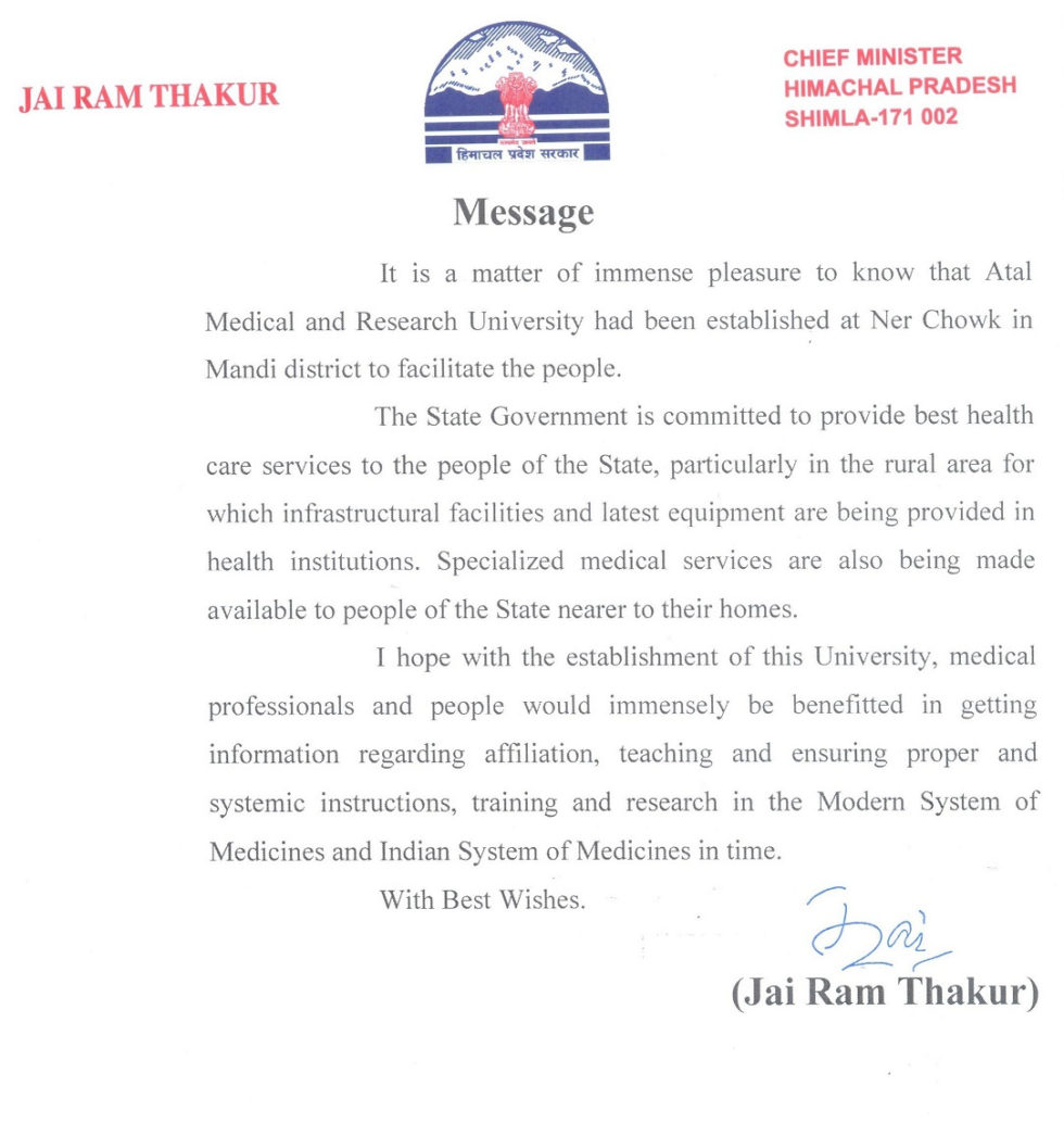 Chief Minister Atal Medical and Research University